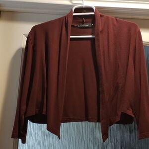 Cut Loose Brown Shrug with Shawl Collar and Textured Knit